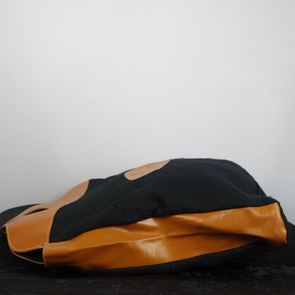 Vintage 1970's Gucci Felt & Faux Leather Shopping Tote Bag, Sz 13.75 in x 13 in - Picture 4 of 16